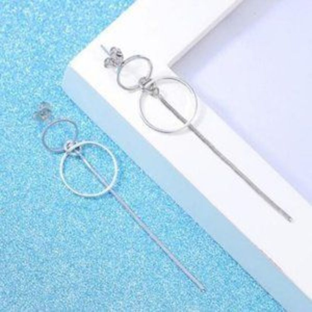 NEW 925 Sterling Silver Double Circle Earrings